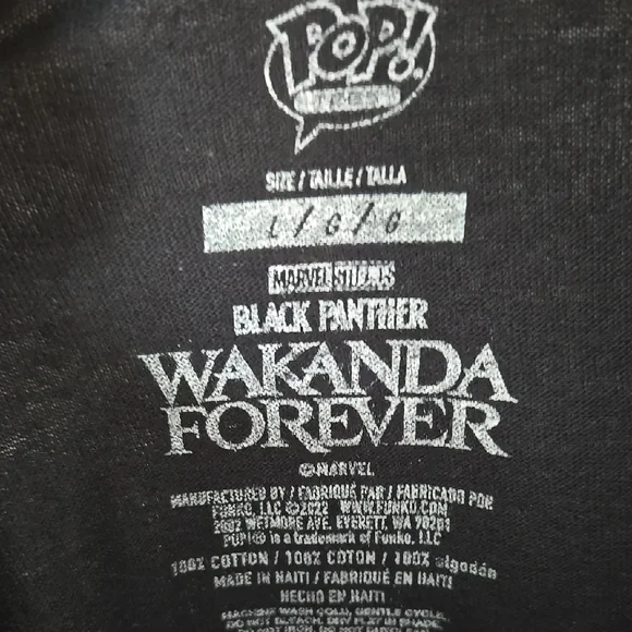 Marvel Wakanda Forever Black Short Sleeve Tee with Vibrant Graphic - Picture 2 of 4